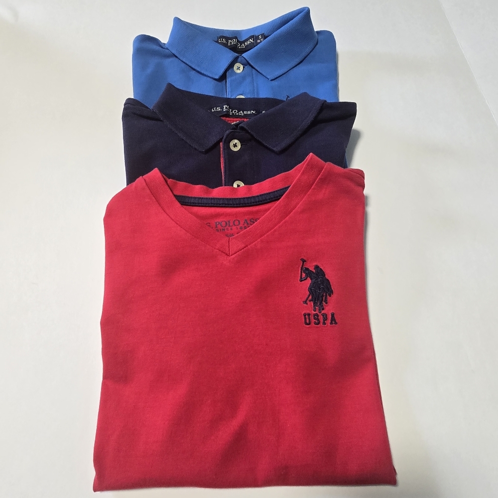 U.S. Polo Assn. Cotton Size S (6-7) Boys' Red, Blue, and Navy Shirts Bundle - Picture 2 of 12